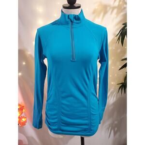Athleta Fastest Track Half Zip Blue Pullover Long Sleeve Athletic Top Womens M